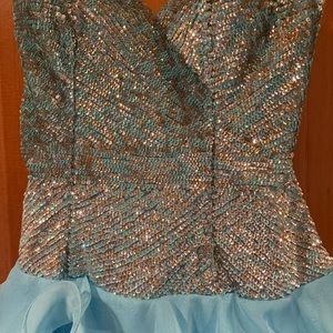 Sherri Hill Blue Chiffon and Sequin Prom Dress size 2